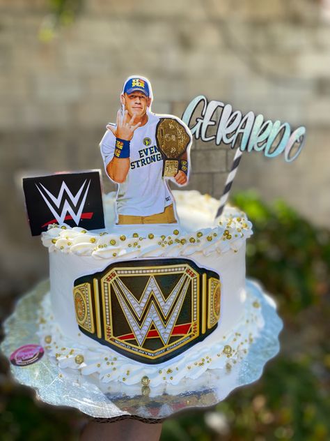 Wwe Birthday Cakes For Boys, Wwe Cake Ideas, John Cena Birthday, Wwe Birthday Cakes, Bae Birthday, Wwe Cake, Luca Birthday, Wrestling Birthday, Wwe Birthday Party