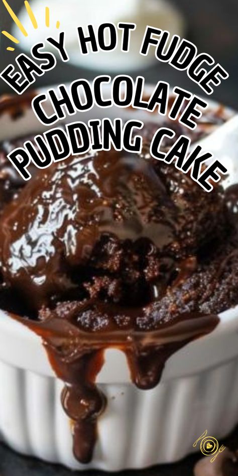 Easy Hot Fudge Chocolate Pudding Cake Chocolate Pudding Cake Mix Recipe, Hot Fudge Chocolate Pudding Cake, Chocolate Cake Mix Desserts, Hot Fudge Sundae Cake, Easy Hot Fudge, Easy Chocolate Fudge Cake, Baked Pudding, Chocolate Pudding Cake Recipe, Fudge Pudding