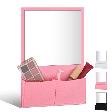 PRICES MAY VARY. Suitably Sized for Versatile Use: this magnetic locker mirror, with a notable mirror size of 7 x 6.7 inches and overall dimension of 7.87 x 11.8 inches, fits in perfectly within lockers, gym lockers, office cabinets, and even on home refrigerators; Its ideal size ensures it meets a wide variety of needs, handily answering customer requirements for a multipurpose mirror that can be utilized in numerous settings Sturdy Magnetic Backing: unlike others, this magnet mirror features a magnetic backing across its entire rear surface, not just on a few strips; This unique attribute ensures a firm grip on any metal surface, providing a robust solution to your needs for a secure, slip free mirror Helpful Accessory Pockets: designed with users in mind, this magnet mirror for locker c Magnet Mirror, Locker Organizer, Locker Shelves, Locker Organization, Locker Mirror, Locker Accessories, Gym Lockers, Locker Decorations, Office Cabinet