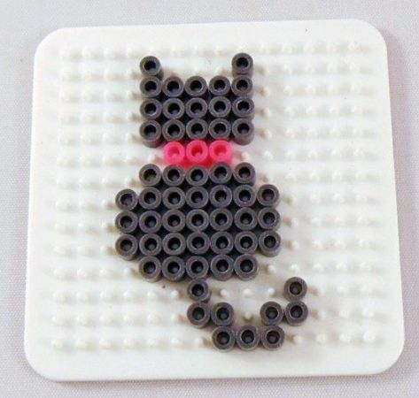 Panda Perler Bead Patterns, Cat Perler Bead Patterns, Melting Beads Patterns, Cat Perler Beads, Perler Beads Pattern, Melty Bead Designs, Melt Beads, Melt Beads Patterns, Hamma Beads Ideas