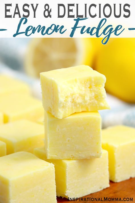 Lemon Meringue Fudge, Lemon Fudge Easy, Lemon Truffles No Bake, Jello Fudge, Dreamsicle Fudge, Diy Fudge, Boozy Candy, Lemon Fudge Recipe, Lemon Fudge