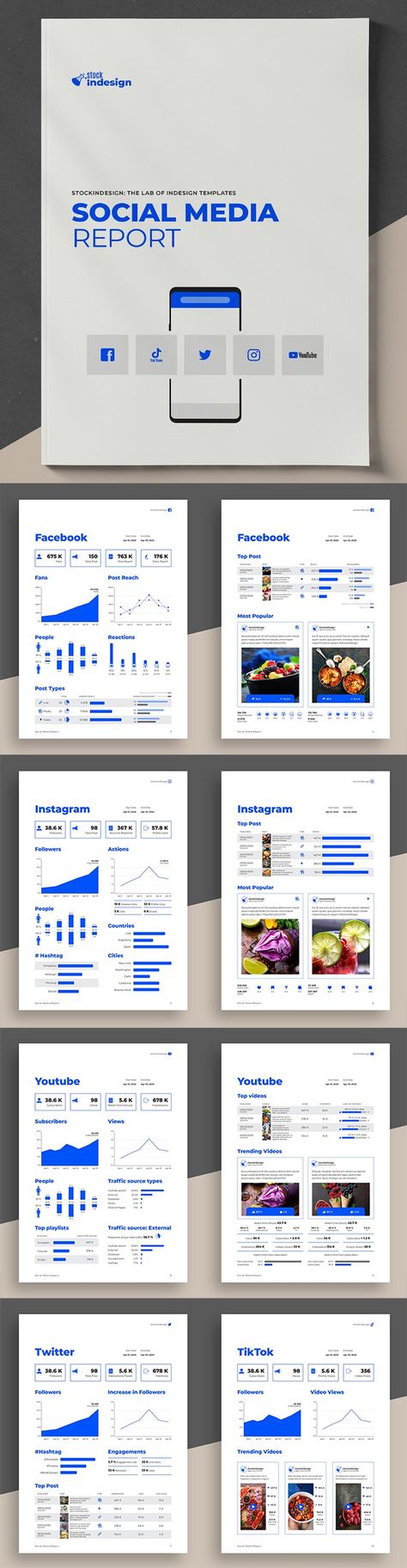 Social Media Annual Report Design Template Infographic Brochure Design Layout, Social Media Reporting Template, Brand Report Design, Market Report Design, Social Media Marketing Presentation, Report Template Design Layout, Data Report Design, Social Media Report Design, Infographic Social Media Design