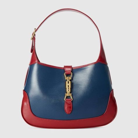 Jackie 1961 Small Shoulder Bag, Black Leather Messenger Bag, Slouchy Hobo Bag, Pretty Bags, Designer Shoulder Bags, Navy Leather, Leather Messenger Bag, Leather Messenger, Gucci Handbags