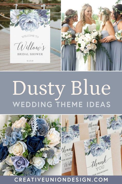 Dusty Blue Simple Centerpieces, Dusty Blue Wedding Theme Decor, Mixed Shades Of Blue Wedding, Dusty Blue And Navy Wedding Theme Wedding Ceremony Decor, Dusty Blue Silver Wedding Theme, Dusty Blue Wedding With Colorful Flowers, Smokey Blue Wedding Theme, Dark Dusty Blue Wedding Theme, Dusty Blue Gold Wedding Theme