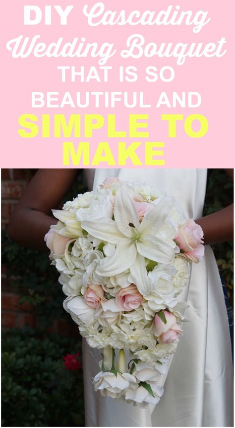 Diy Bouquet Holder, Diy Wedding Bouquet Fake Flowers, Diy Boutonniere Wedding, Wedding Bouquet Fake Flowers, Diy Wedding Flowers Bouquet, Cascading Bridal Bouquets, Diy Bridal Bouquet, Cascading Wedding Bouquets, Wedding Brooch Bouquets