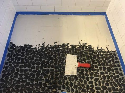 Shower Stall Floor Tile Ideas, Painting Shower Floor Tile, How To Redo Shower Tile Floor, Tiling A Shower Floor, Replacing Shower Tile, Retile Shower Floor, Paint Shower Floor Tile, Retile Shower Diy, Tile Over Tile Shower Floor