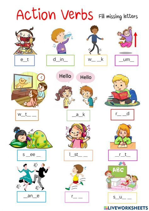 Verbs online worksheet for Beginner. You can do the exercises online or download the worksheet as pdf. Doing Verbs Worksheet For Grade 1, English Verbs For Beginners, Verbs Worksheet For Class 2, Verb Worksheets Grade 2, Action Words Worksheet For Grade 1, Verb Worksheets For Grade 1, Action Verbs Worksheet For Grade 1, Verbs Activities For Kids, Verbs Worksheet For Grade 1