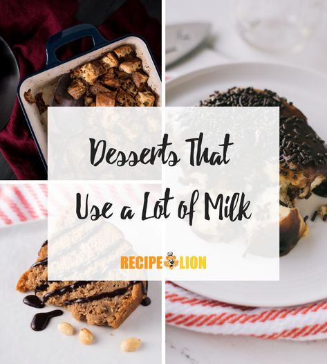 Use up that gallon of milk on these rich, creamy milk dessert recipes! Recipes Using Milk Desserts, Lots Of Milk Recipes, Dessert Recipes Using Milk, Recipe That Uses A Lot Of Milk, Recipes That Use Lots Of Milk, Desserts That Use Milk, Milk Based Desserts, Recipes With Lots Of Milk, Recipes Using A Lot Of Milk