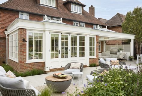 Orangery Exterior, Kitchen Orangery, Orangery Conservatory, Orangery Extension, Westbury Gardens, Garden Room Extensions, Roof Lantern, Room Extensions, Sunroom Designs