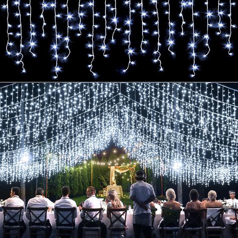 【High Quality Outdoor Icicle Lights】400LED Icicle Christmas Lights straight lighting length is 33ft, dripping lengths is 1.32ft, 1.65ft and 2.31ft. 9.84ft extension cable is long enough to connect the light string into the outlet. Durable wiring and sealed beads made this icicle string lights could use many years without damage. This Led string lights is a great value for money option. Icicle Lights Outdoor, Led Icicle Lights, Icicle Christmas Lights, Led Curtain, Curtain String Lights, House Outdoor, Icicle Lights, Led Christmas Lights, Patio Interior