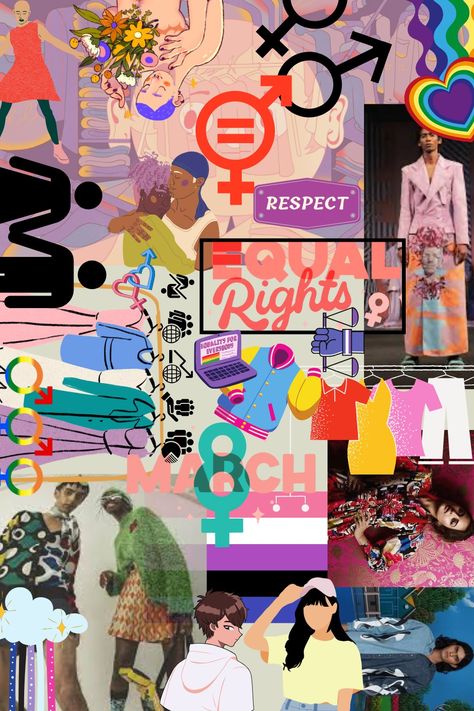 #genderequality#respect#fashion#nodiscrimination#colourful#pride#genderneutral Credits: Archita Gender Equality Collage, Gender And Society, Social Stratification, Fluid Fashion, Gender Diversity, Surreal Collage Art, Gender Fluid Fashion, Gender Inequality, Gender Fluid