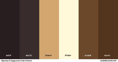 Espresso & Cappuccino Color Scheme » Black Brown And Black Color Scheme, Black Color Scheme, Color Scheme Generator, Cappuccino Color, Web Design Color, Bday Decor, Black Palette, Hexadecimal Color, Yellow Violet