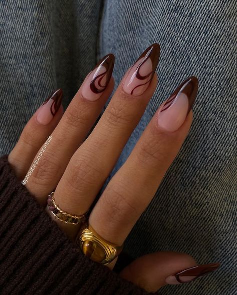 🐻🍂🥥🤎 @gelcare.official - Girl Scout - Coffee (Use code PHOEBE to save 💰~ aff) Inspo: @traciethetech Rings are tagged… | Instagram Simple Fall Nails, Her Nails, Makijaż Smokey Eye, Almond Acrylic Nails, White Nail, Brown Nails, Girls Nails, Fire Nails, Funky Nails