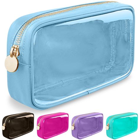 (Ad) Nylon Small Clear Makeup Bag for Purse, Cute Makeup Bag Preppy Cosmetic Zipper Pouch Purse, Waterproof Travel Toiletry Bag Coin Pouch Clutch Make Up Brush Bag Organizer Storage for Women Ladies(Blue) Makeup Bag For Purse, Clear Makeup Bag, Cute Makeup Bag, Makeup Pouches, X Makeup, Clear Cosmetic Bag, Cute Makeup Bags, Clear Makeup, Clear Makeup Bags