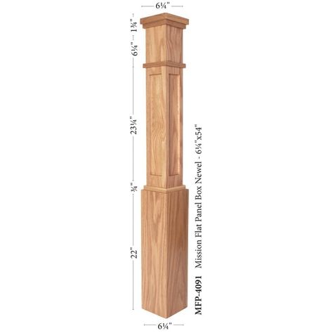 MFP-4091 Mission Contemporary Flat Panel Box Newel Post 6 1/4" x 54" Custom MADE in the USA by Amish Craftsman in our Workshop ALL Wood Species: 3-4 week lead time. For a sleek, simplistic modern look for your Box Newel, you can't beat our NEW MFP-4091 in our Modern Contemporary, Craftsman, Mission Box Newel Series. We combined the best to create a versatile newel for all your square post details; we have given a sleek, square, straight lines and clean detail to stay in the current architectural