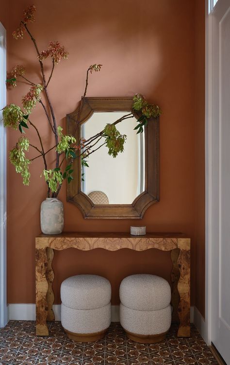 Yellow Foyer Entryway, Yellow Foyer Entryway Paint Colors, Front Entryway Paint Colors, Entry Wall Painting Ideas, Small Entry Paint Colors, Entry Colors Paint, Pink Foyer Entryway, Small Entryway Inspiration, Corridor Color Walls