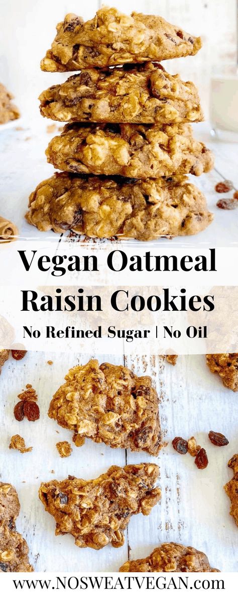 Wfpb Oatmeal Cookies, Oil Free Vegan Breakfast Cookies, Healthy Vegan Breakfast Cookies, Wfpbno Recipes, Healthy Slices, Vegan Oatmeal Raisin Cookies, Nutritarian Recipes, Vegan Oatmeal Cookies, Vegan Oil Free