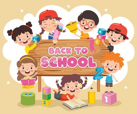 Back To School Images, Valentine Card Crafts, Funny Children, School Concept, School Illustration, School Images, School Frame, School Cartoon, Toddler School