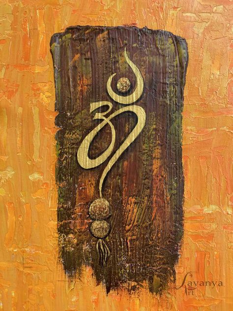 Om Painting, Om Art Artworks, Om Canvas Painting, Hanuman Painting Abstract, Indian Paintings On Canvas, Om Acrylic Painting, Ganesha Abstract Painting, Om Artwork, Om Symbol Painting