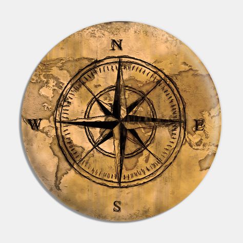 This vintage Compass Rose and Old World Map allows you to dream of exploring and traveling the world. -- Choose from our vast selection of pins to match with your desired size to make the perfect custom pin. Pick your favorite: Movies, TV Shows, Art, and so much more! Available in small and large. Perfect to wear or to decorate your bag or backpack with. The Compass, World Map Vintage, Old World Maps Vintage, Map Line Art, Old Maps Vintage, Compass Vintage, Compass Design Art, Compass Picture, Map Poster Design