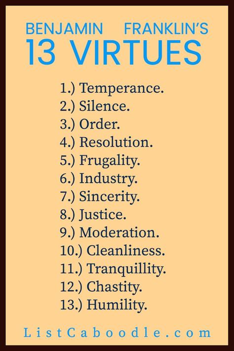 Benjamin Franklin's list of 13 virtues. Online School Organization, Famous Philosophers, Quotes Goals, Wise People, Inspirational Quotes God, Teaching History, American Literature, Philosophy Quotes, Benjamin Franklin