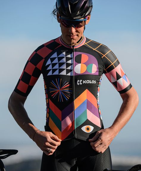 Beyond excited to finally share this collaboration I made with @kalas_sportswear, one of the leading manufacturers of cycling apparel. It was so much fun to create these mosaics, made in two different color schemes. As with my own poster work, the goal was simple – to visually captivate with abstract composition of basic shapes. The final result looks pretty awesome to me. What do you think though? Thank you Kalas for working on this with me, it’s been a real pleasure! Head to their site to c... Cyclist Jersey Design, Crew Neck Cotton T-shirt For Cycling, White Graphic Print T-shirt For Cycling, Cycling Design, Sporty Graphic Print T-shirt For Cycling, Bike Wear, Graphic Print Short Sleeve T-shirt For Cycling, Sports Balls, Cycling Jerseys