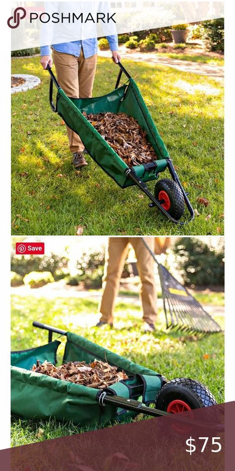 Easy Loading Foldable Garden Wheelbarrow Diy Wheelbarrow, Garden Wheelbarrow, Wheelbarrow Garden, Back Strain, On The Ground, Steel Frame, Wheel, Yard