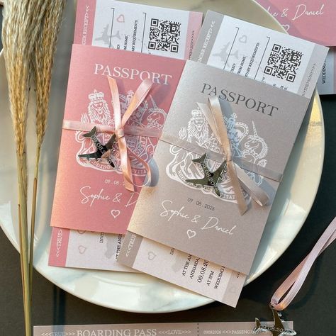 Summer is here (honestly!). Going abroad for some wedding sunshine and warmth? Well who can blame you? Set the scene for your #destinationwedding with our Passport Style Wedding Invitations and other destination wedding themed stationery. See our full range in our Etsy shop: https://designsbysilverheart.etsy.com #weddingabroad #passportinvitation #boardingpassinvite #weddingincyprus #weddingingreece #weddinginitaly #destinationinvitation #weddinginspiration #weddingplanning Abroad Wedding Ideas, Abroad Wedding Invites, Abroad Wedding, Wedding Qr Code, Bon Voyage Party, Boarding Pass Invitation, Summer Abroad, Wedding Invite Ideas, Destination Wedding Invitation