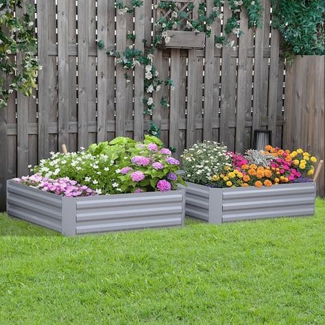 Elevated Planter Box, Galvanized Planters, Garden Organization, Raised Planter Boxes, Garden Boxes Raised, Vegetable Planters, Metal Raised Garden Beds, Raised Flower Beds, Metal Planter Boxes