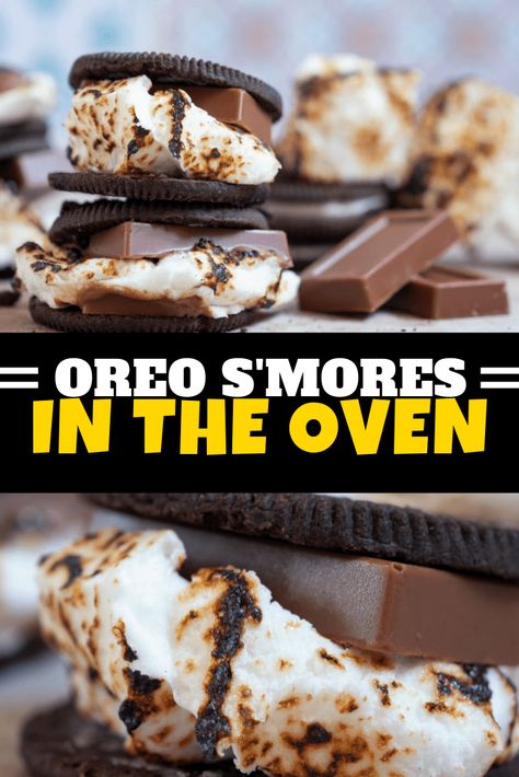 Oreo S'mores In The Oven Smores Snacks, Oreo Treats, Smore Recipes, Best Cookies Ever, Clean Eating Desserts, Pastry Desserts, Baking With Kids, Oven Recipes, S Mores