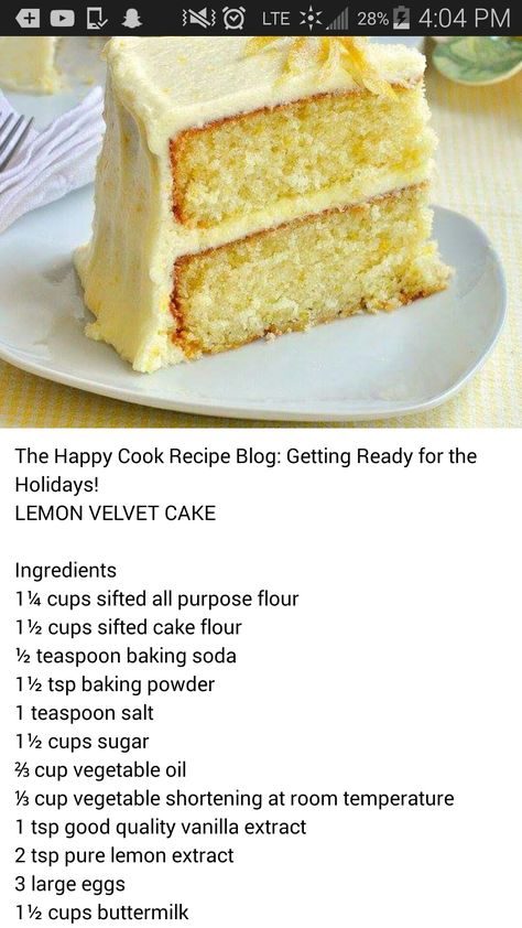 Old School Dessert Recipes, Old Fashioned Cake Recipes Homemade, Lemon Velvet Cake Recipe, Homemade Cake Recipes From Scratch, Lemon Cake Recipes, Lemon Velvet Cake, Lemon Layer Cake, Optavia Lean And Green Recipes, Optavia Lean And Green