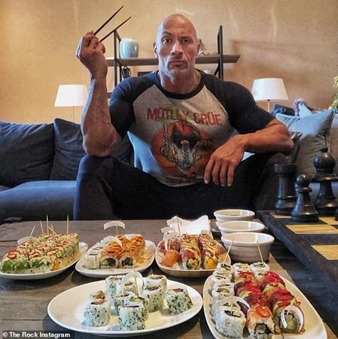 Healthy Sushi, Rock Johnson, The Rock Dwayne Johnson, Dwayne The Rock, Cheat Meal, Street Workout, Dwayne Johnson, Hollywood Actor, Fast And Furious