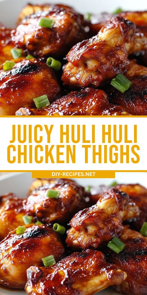 Cook up juicy Huli Huli Chicken thighs with this easy recipe! Packed with tropical flavors and perfect for grilling. Baked Huli Huli Chicken Thighs, Honolulu Chicken Recipe, Huli Huli Chicken Crockpot, Hulu Hulu Chicken, Chinese Chicken Thigh Recipes, Baked Huli Huli Chicken, Hawaiian Huli Huli Chicken, Grilled Huli Huli Chicken, Chicken Thigh Recipes Grilled