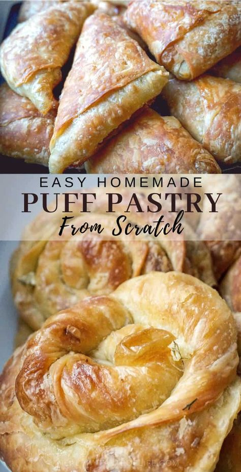 Healthy homemade puff pastry recipes: savory or sweet filling. Easy puff pastry recipes made from scratch with healthy ingredients, great for breakfast, dinner, as a meal, appetizer (with savory cheese) or dessert (apple turnovers). Learn how to make the best puff pastry recipes at home with a step by step video. #puffpastry #healthy #recipe #homemade #savory #sweet Homemade Turnover Dough, Apple Turnovers From Scratch, Easy Homemade Puff Pastry, Russian Logo, Puff Pastry From Scratch, Home Made Puff Pastry, Easy Puff Pastry Recipe, Homemade Puff Pastry, Puff Pastry Recipes Dessert