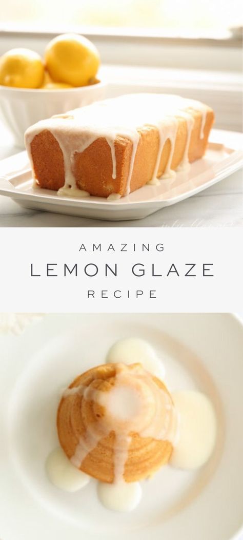 Pound Cake Icing Glaze, Frosting For Lemon Cake, Lemon Glaze Icing Easy, Lemon Glaze For Cake, Easy Glaze Icing, Lemon Drizzle Icing, Lemon Glaze Icing, Glazed Icing Recipe, Angel Food Cakes