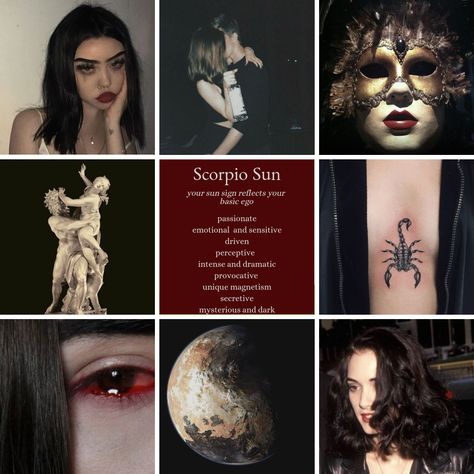 Scorpio Love Aesthetic, Zodiac Scorpio Aesthetic, Scorpio Mood Board Aesthetic, Scorpiocore Aesthetic, Scorpio Mood Board, Scorpio Aesthetic Moodboard, Scorpio Sun Aesthetic, Scorpio Woman Aesthetic, Scorpio Vibes Aesthetic