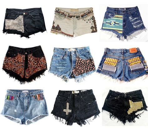 DIY shorts Diy Shorts, Denim Diy, Denim Cutoffs, How To Make Shorts, Cute Shorts, Short Shorts, Cut Off Shorts, High Waisted Shorts, Lany