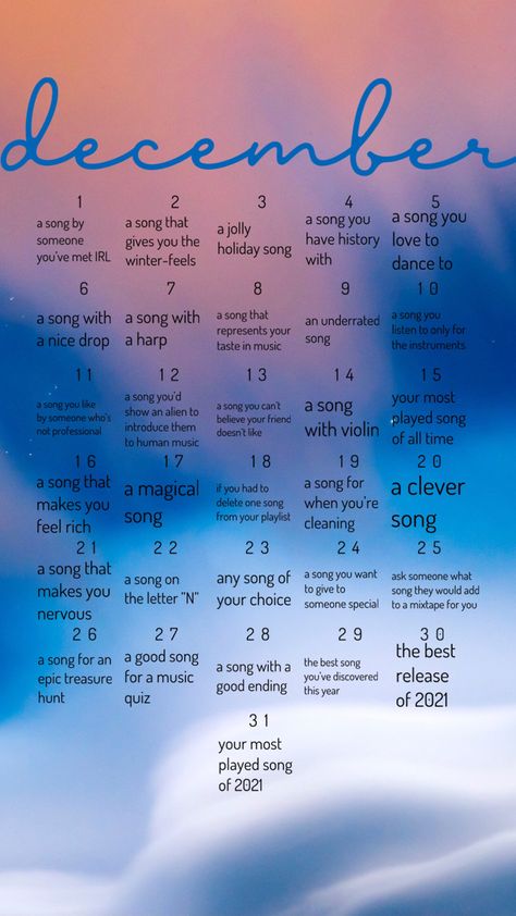 song challenge New Year Playlist, Song Questions, Months Song, Instagram Polls, Snapchat Story Questions, The Weeknd Songs, Music Challenge, 30 Day Song Challenge, Wellness Challenge