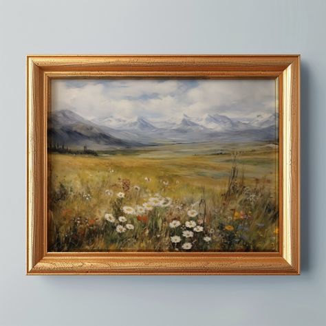 From blank walls to beautiful moments—add a little creative magic to your space today. 🖼️ #CreativeHomes #PrintableArt Rustic Landscape Painting, Rocky Mountain Landscape, Mountain Meadow, Rustic Landscape, Wildflower Art, Modern Homes, Spring Day, Flowers Nature, Rocky Mountain