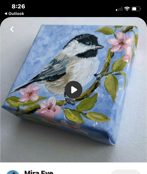 Bird Painting Acrylic, Mini Toile, Art Interior Design, Small Canvas Paintings, Art Painting Gallery, Bird Painting, Art Interior, Small Canvas Art, Simple Acrylic Paintings