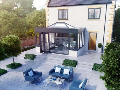 Customer gallery for the Inspire internal wooden bifold doors Aluminium Roof, Orangery Extension, Flat Roof Extension, Garden Room Extensions, Room Extensions, Roof Extension, Roof Lantern, Traditional Lanterns, House Extension Design