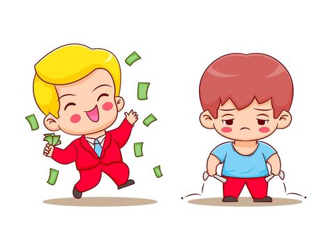 Rich Poor Illustration, Rich And Poor Illustration, Rich Cartoon, Rich Vs Poor, Vistaprint Business Cards, Deer Coloring Pages, Chibi Cartoon, Rich And Poor, Stickers Whatsapp