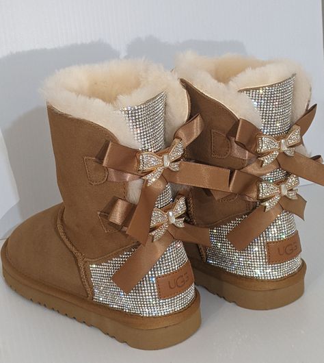 Custom Bling Rhinestones Genuine Sheepskin Boots UGG Czech Rhinestones Rhinestones Boots, Ugg Short, Cute Uggs, Uggs Boots, Pretty Sneakers, Bling Rhinestones, Pretty Shoes Sneakers, Cute Shoes Heels, Custom Bling