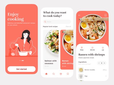 Ramen Ingredients, Recipe App, Cooking App, Mobile App Design Inspiration, App Interface Design, App Design Inspiration, Meal Suggestions, App Ui Design, Design Ui