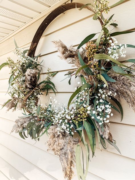 Large Dried Floral Wreath - Outdoor - Wedding - DIY Large Dried Flower Wreath, Large Hoop Wreath, Dried Floral Wreaths How To Make, Large Wreaths, Christmas Floral Wreath, Dried Floral Wreath, Large Wreath Outdoor, Floral Wreaths, Rustic Wreath Ideas