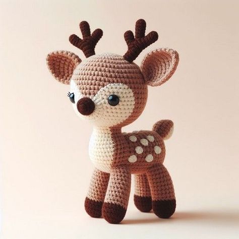 Deer Crochet Pattern Free Amigurumi, Deer Amigurumi Pattern, Bambi Crochet Pattern, Crocheted Deer Patterns, Bambi Crochet Pattern Free, Crochet Deer Antlers Free Pattern, Crochet Fawn Pattern Free, Free Crochet Deer Pattern, Free Deer Crochet Pattern