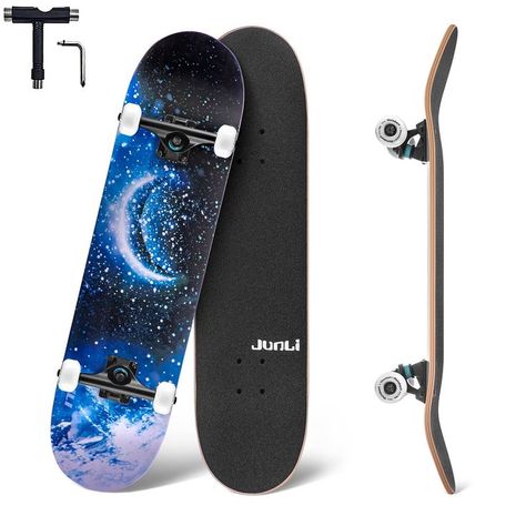 Junli Skateboards 32 x 8 Inch Complete Skateboards for Adults Teens and Kids, 7 Layer Canadian Maple Skateboards for Beginners, Double Kick Concave Skate Board and Tricks Skateboards Skateboards For Beginners, Deck Upgrade, Caster Board, Kids Skateboarding, Anime Kitten, Longboard Skateboard, 7 Layer, Skate Decks, 7 Layers