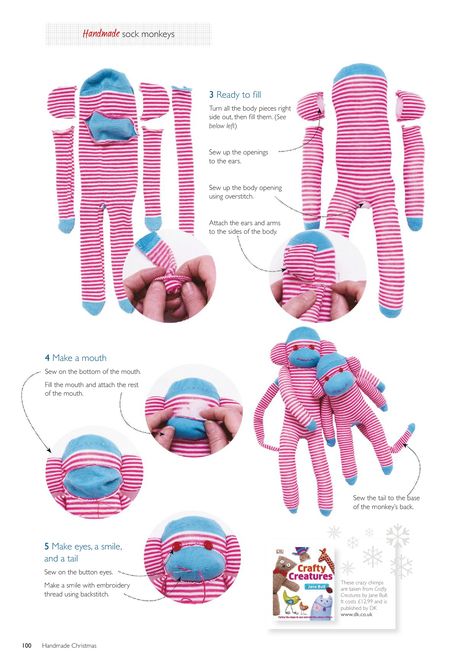 Sock Monkeys Diy, Sock Monkey Pattern, Diy Sock Toys, Monkey Crafts, Sock Dolls, Sock Doll, Sock Monkeys, Upcycle Clothes Diy, Sock Toys