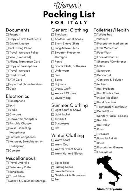 Packing List For Italy, Florence Winter, Spring Packing List, Womens Packing List, Italy Packing, Italy Packing List, Italy Trip Planning, Winter Packing List, Spring Packing