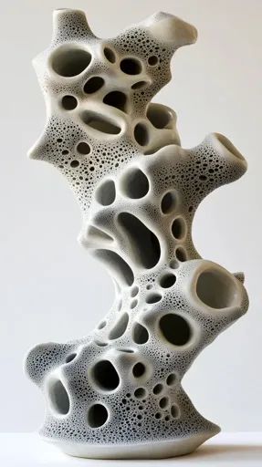 ↑↑↑ Larger size on website 🔸 The image shows a ceramic sculpture in a light gray color. The sculpture is tall and slender, with a Natural Forms Sculpture, Organic Sculpture Abstract, Biomorphic Sculpture, Ap Ceramics, Clay Forms, Ceramic Bust, Coral Sculpture, Ceramic Sculpture Figurative, Organic Sculpture